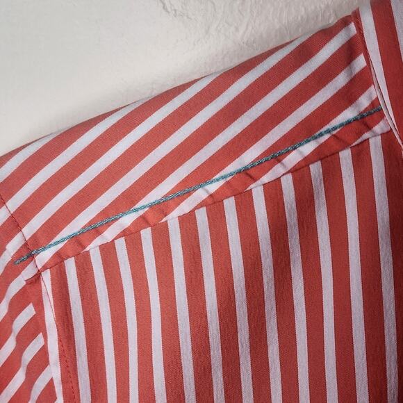 Tommy Bahama Coral Orange Striped Button Up Shirt - Picture 3 of 5